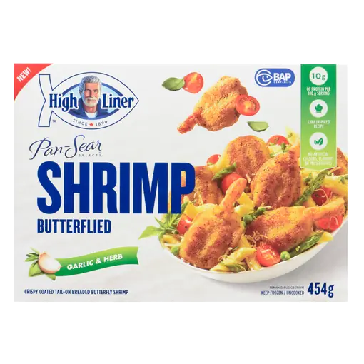 Pan-Sear Selects Frozen Breaded Butterfly Shrimp Garlic & Herb 454 g