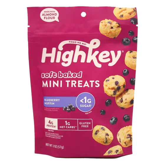 Highkey Soft Baked Mini Treats, Blueberry Muffin