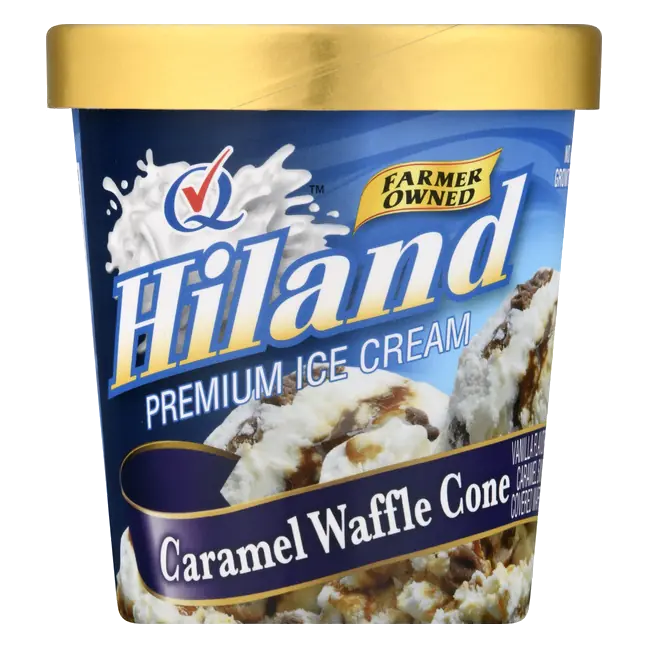Hiland Premium Caramel Waffle Cone Ice Cream 1 pt