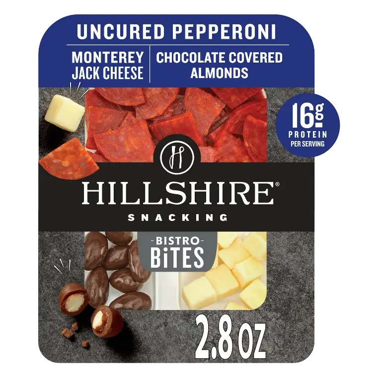 Uncured Pepperoni, Monterey Jack Cheese, Cocoa Almond & Walnut Blend Bistro Bites