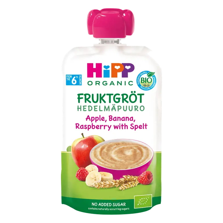 Gröt Äpple Banan Hallon