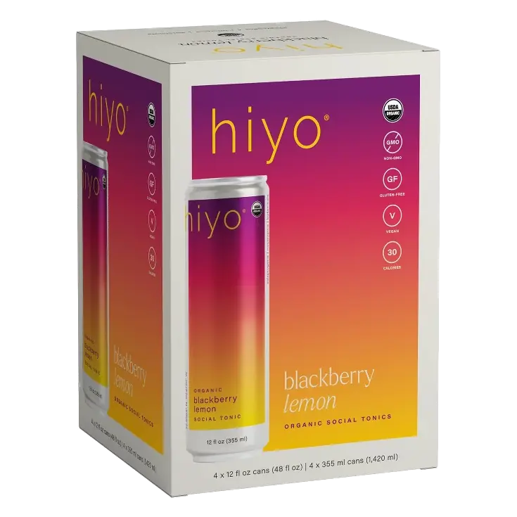 Hiyo Non-Alcoholic Blackberry Lemon Organic Social Tonic, 4pk/12 fl oz Cans