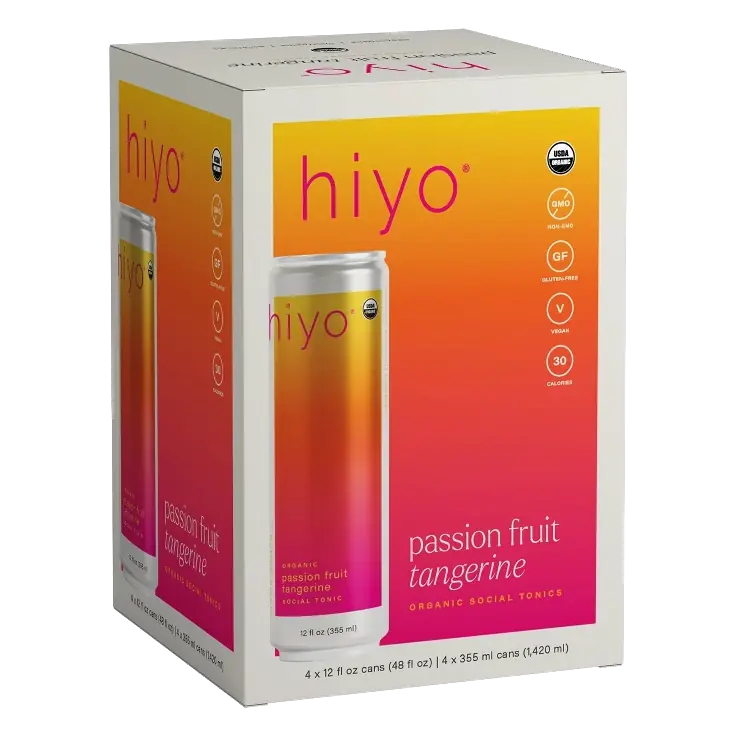 Hiyo Non-Alcoholic Passionfruit Tangerine Social Tonic, 4pk/12 fl oz Cans