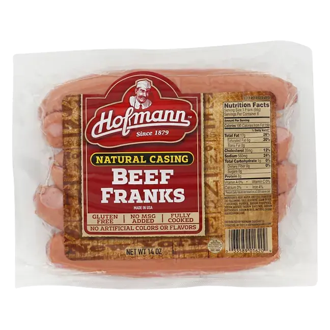 Franks, Beef, Natural Casing