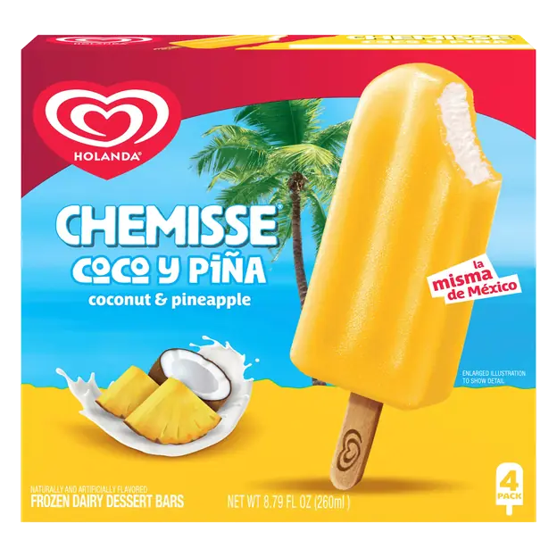 Chemisse Coconut & Pineapple Frozen Dairy Dessert Bars - 4 ct