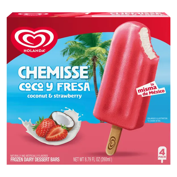 Chemisse Coconut & Strawberry Frozen Dairy Dessert Bars - 4 ct