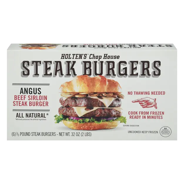 1/3 lb Angus Beef Sirloin Steak Burgers - 6 ct Frozen