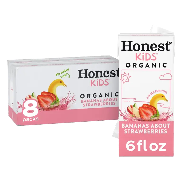 Honest ' Organic Strawberry Banana Juice Drink, 8pk/6 fl oz Boxes: Organic Certified, No Pulp