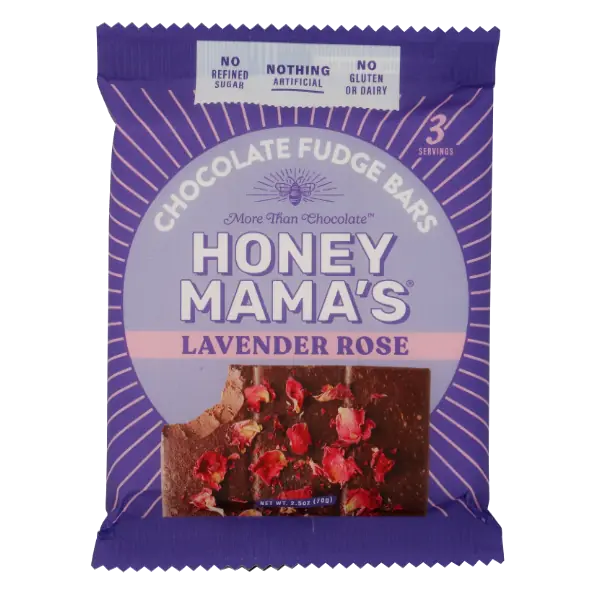Lavender Rose Dark Cocoa, Raw Honey, Coconut, Hint of Lavender and Rose Petals Cocoa Truffle Bar