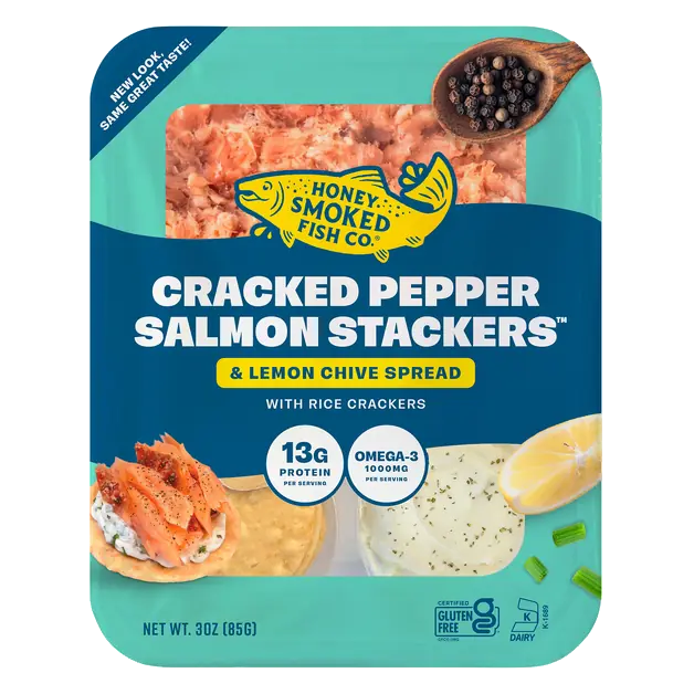 Cracked Pepper Honey Smoked Salmon Stackers