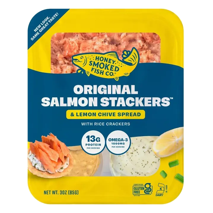 Honey Smoked Fish Co. Salmon Stackers Original, 3oz: Farm Raised