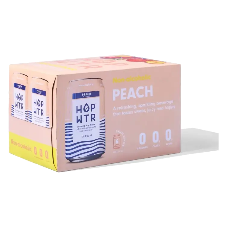 HOP WTR Peach Non-Alcoholic, 6pk/ 12 fl oz Cans