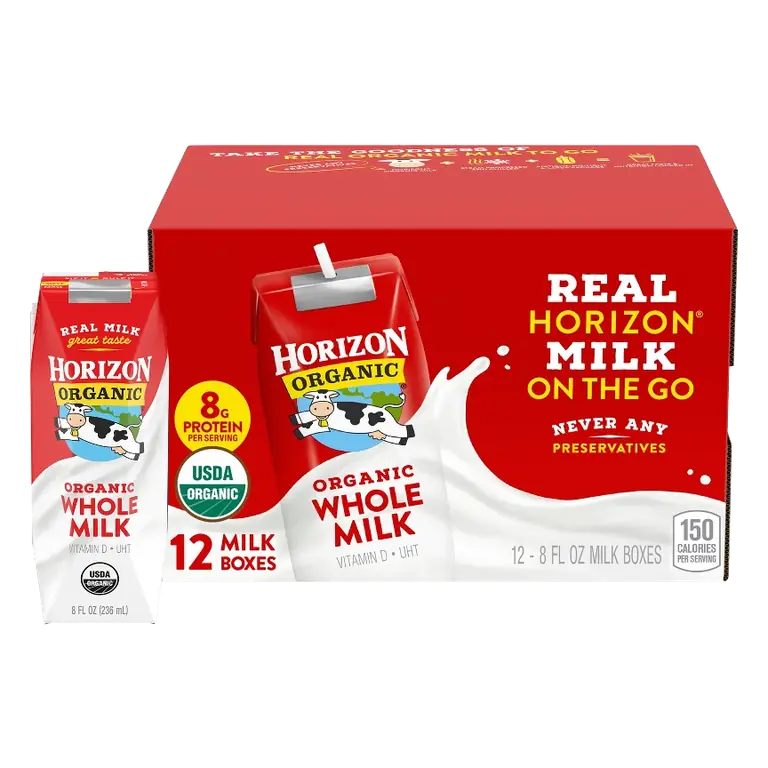 Horizon Organic Whole Milk, 12pk/8 fl oz Boxes