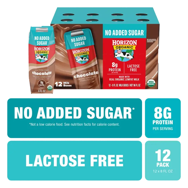 Organic Shelf Stable Lactose Free No Added Sugar 1% Lowfat Chocolate Milk Boxes