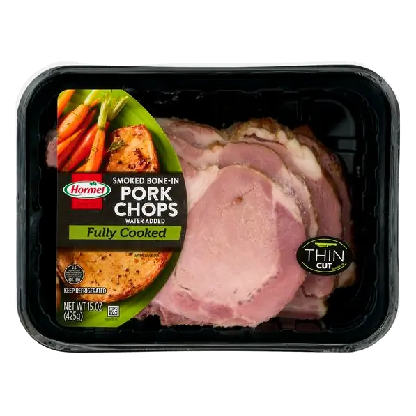 Fully Cooked Bone-In Thin Cut Smoked Pork Chops Fresh