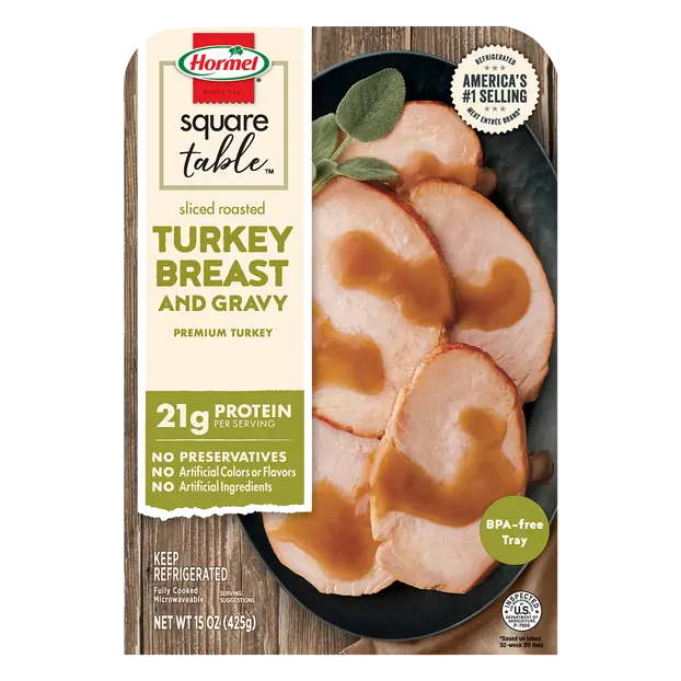 Square Table Roasted Sliced Turkey Breast & Gravy Refrigerated