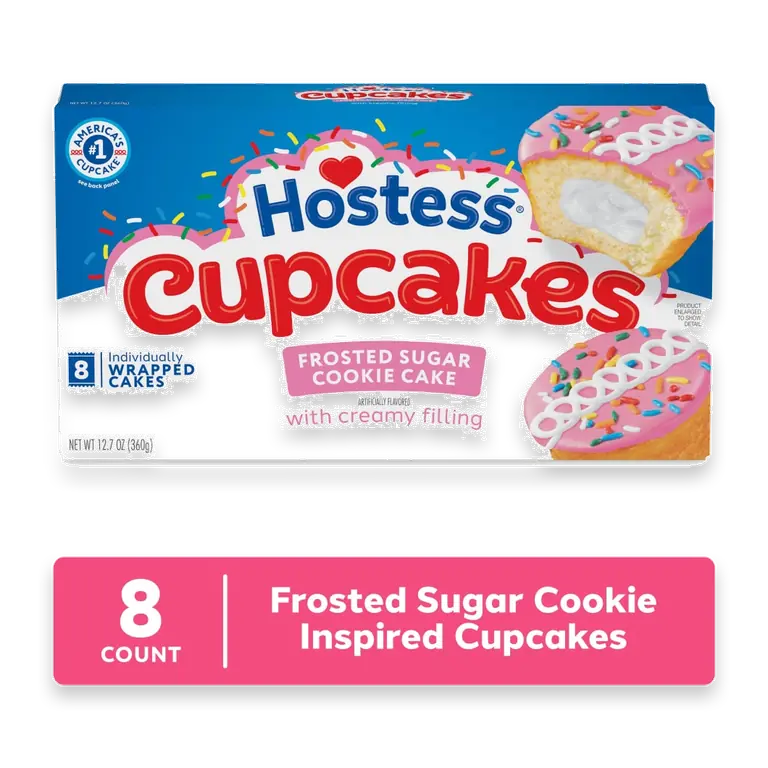 Cupcakes, Frosted Sugar Cookie Artificially Flavored Snack Cakes, 12.7 Oz. Box (8 Ct)