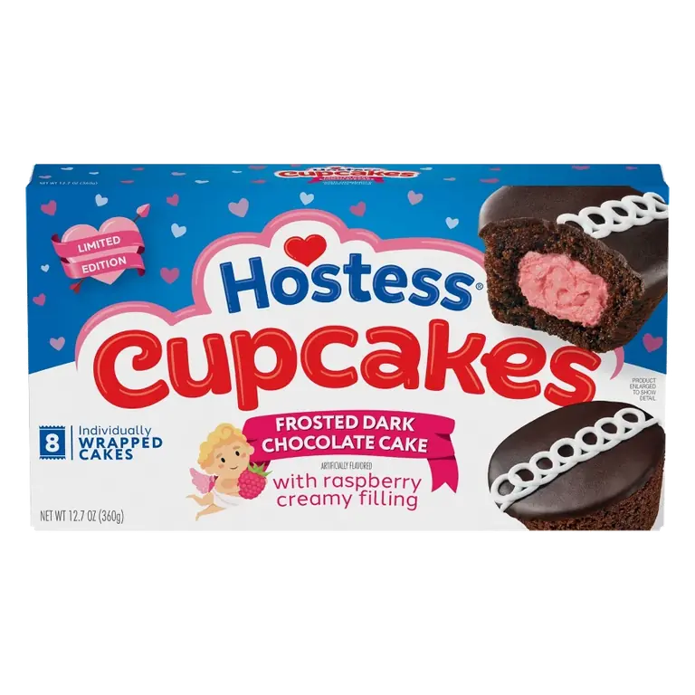 Hostess Dark Chocolate Raspberry Cupcakes, 12.7oz/8ct