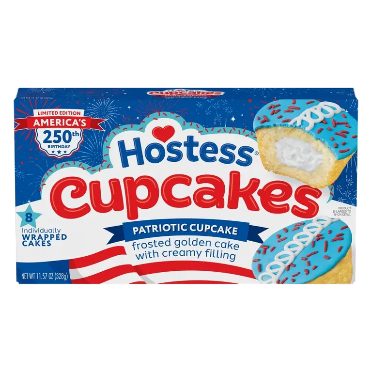 Hostess Patriotic Red, White and Blue Frosted Cupcakes, 11.57oz/8ct