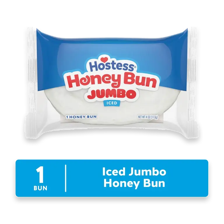 Jumbo Honey Bun, Iced Snack, 4 Oz. Pack