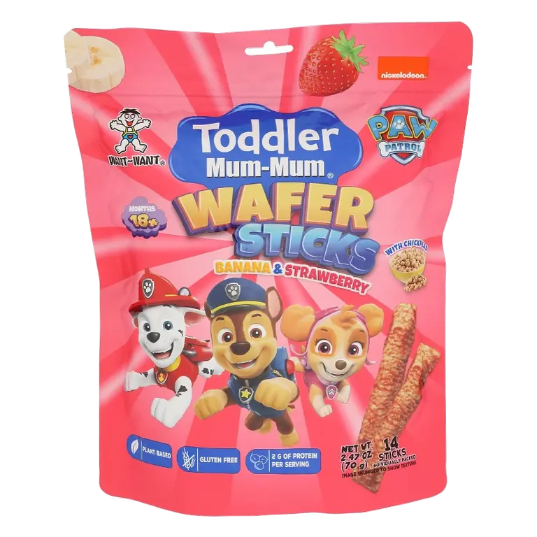 Hot Kid - Mum-mum - Wafer Sticks - Banana & Strawberry - Case of 6 - 2.47 oz
