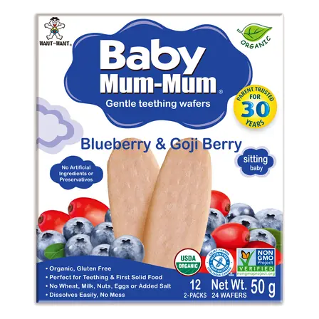 Baby Mum-Mum Organic Gentle Teething Wafers Blueberry & Goji Berry 50 g