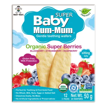Hot-Kid Baby Mum-Mum Organic Gentle Teething Wafers Super Berries 50 g