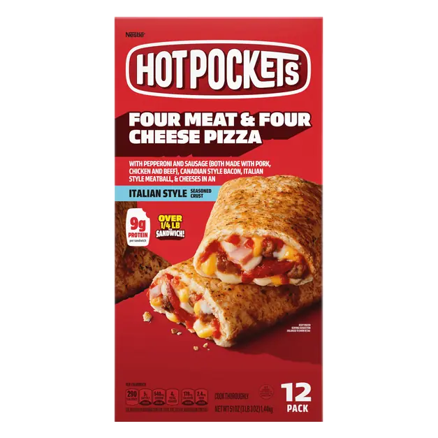 4 Meat & 4 Cheese Pizza Garlic Buttery Crust Sandwiches 12 ct