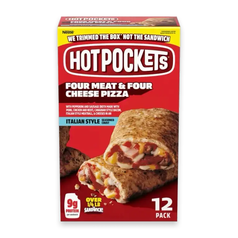 Four Meat and Four Cheese Pizza Italian Style Seasoned Crust Frozen Snacks 12PK