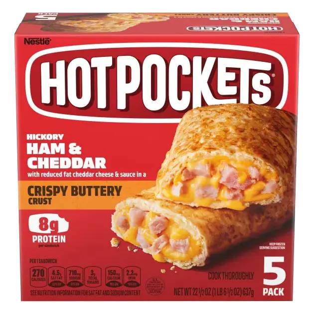Hickory Ham & Cheddar with Reduced Fat Cheddar Cheese & Sauce in a Crispy Buttery Crust Sandwiches