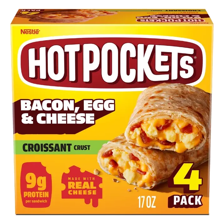 Hot Pockets Croissant Crust Bacon, Egg & Cheese Breakfast Sandwiches, 17oz/4ct