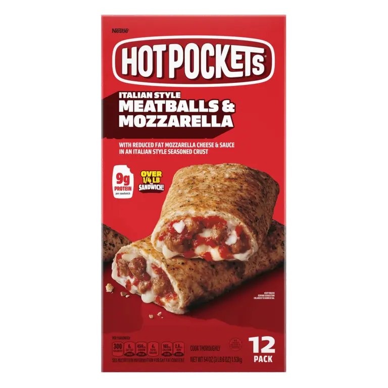 Italian Style Meatballs & Mozzarella with Reduced Fat Mozzarella Cheese & Sauce in a Seasoned Garlic Buttery Crust Sandwiches