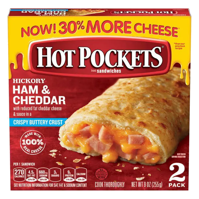 Hickory Ham & Cheddar with Reduced Fat Cheddar Cheese & Sauce in a Crispy Buttery Crust