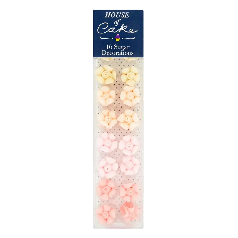 Pink Ombre Flower Cake Decorations x16