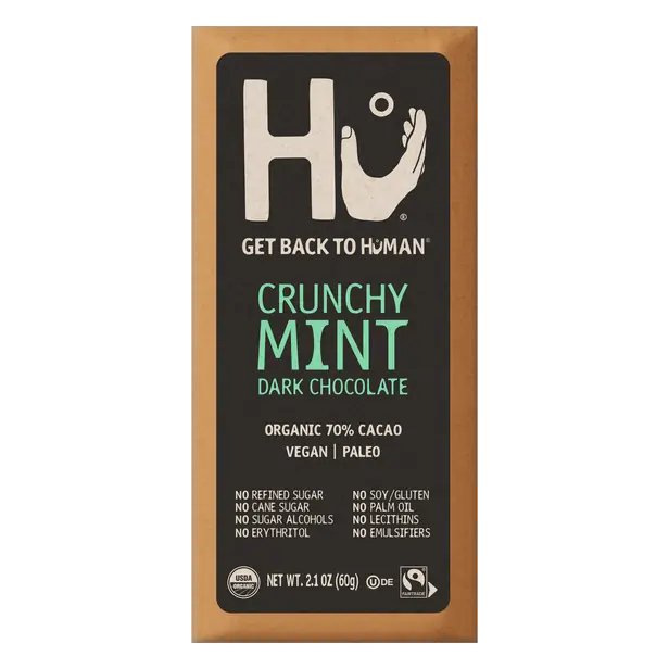 Organic Crunchy Mint Dark Chocolate 70% Cacao Candy Bar