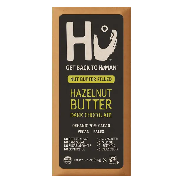 Organic Hazelnut Butter Dark Chocolate 70% Cacao Candy Bar