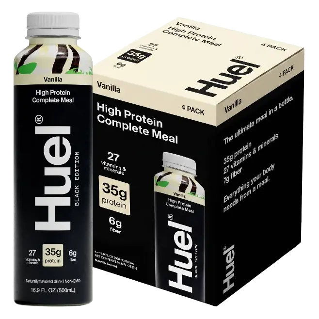 Huel Black Edition Vanilla Ready-to-Drink 35g Protein Meal Replacement, 4pk