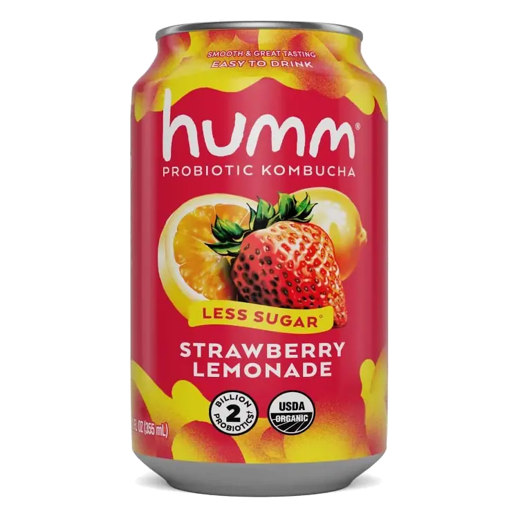 Humm Strawberry Lemonade Probiotic Kombucha, 12 fl oz: Certified Gluten-Free
