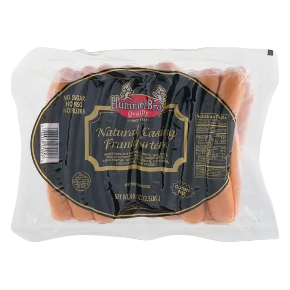 Natural Casing Beef & Pork Frankfurters - apx 18 ct