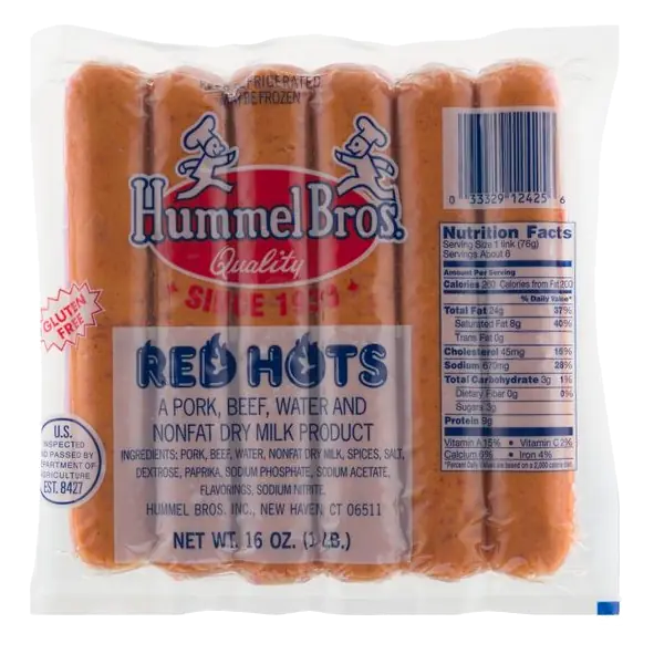 Red Hots Pork & Beef Franks - apx 6 ct