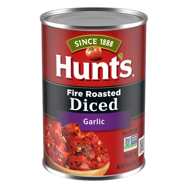 100% Natural Fire Roasted Diced Tomatoes with Garlic