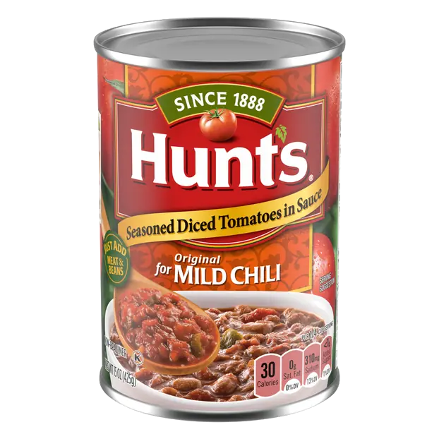 Premium Seasoned Diced Tomatoes in Sauce Original for Mild Chili