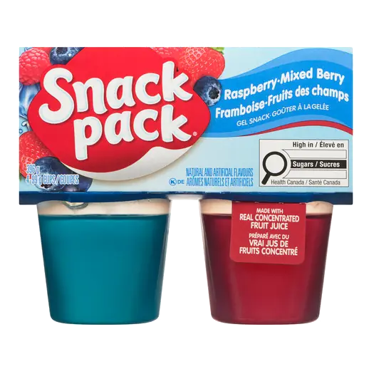 Snack Pack Juicy Gels Snack Pack Raspberry And Mixed Berry 4 x 99 g