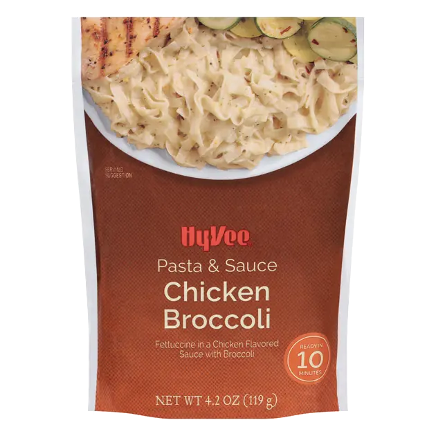 Chicken Broccoli Fettuccine Pasta in a Chicken Flavored Sauce with Broccoli