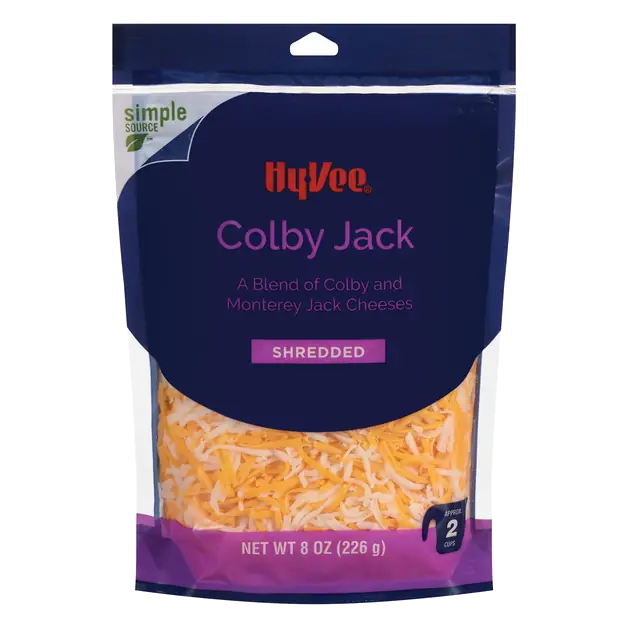 Colby Jack a Blend of Colby and Monterey Jack Shredded Cheeses