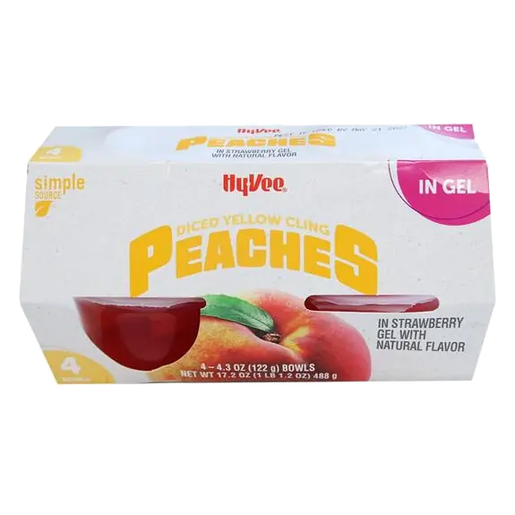 Diced Peaches in Flavored Strawberry Gel