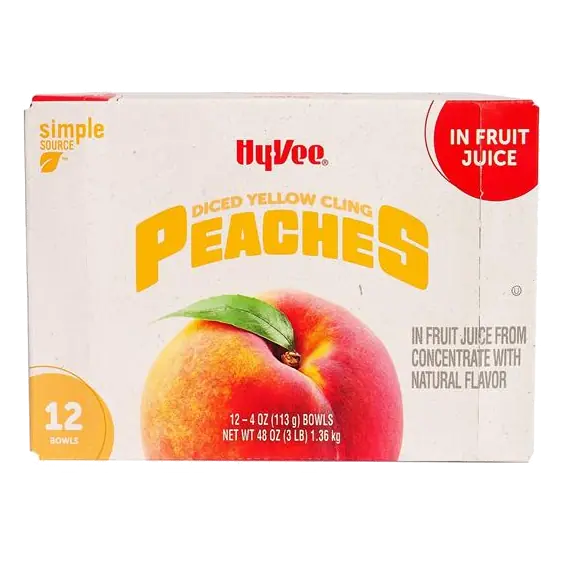 Diced Yellow Cling Peaches in 100% Juice Bowls