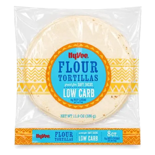 Hy-Vee Flour Tortillas Great for Soft Tacos, Low Carb, 8Ct