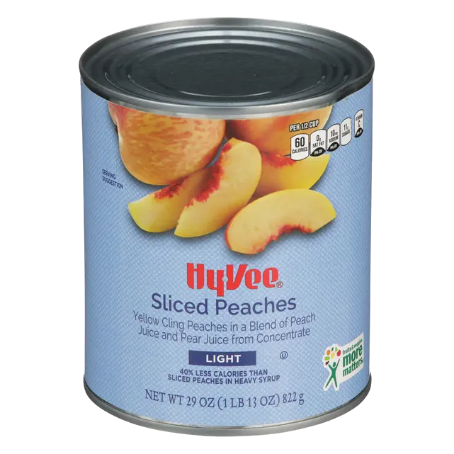 Light Sliced Yellow Cling Peaches in a Blend of Peach Juice and Pear Juice From Concentrate