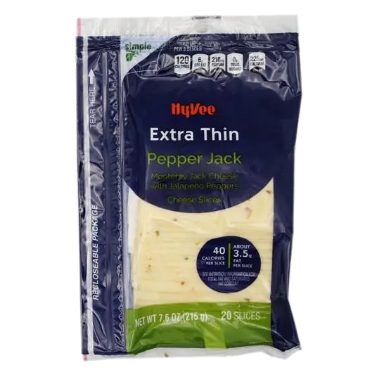 Pepper Jack Extra Thin Monterey Jack Cheese with Jalapeno Peppers Cheese Slices